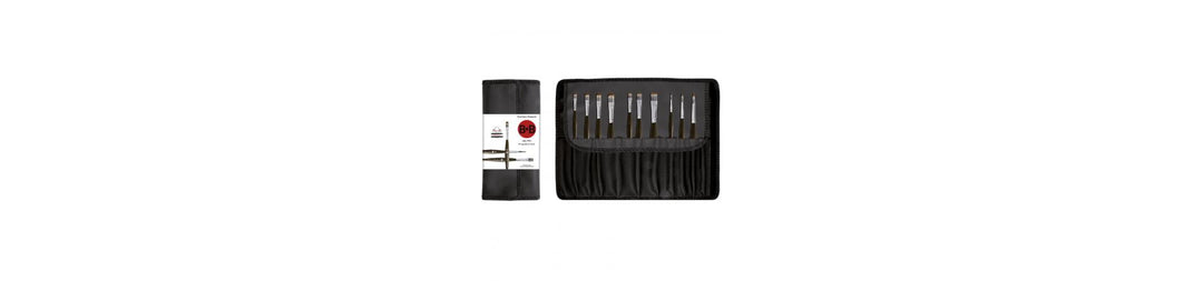 Unico Round Brush with Imitation Mongoose Synthetic Fibre Set of 10 with Brush Holder