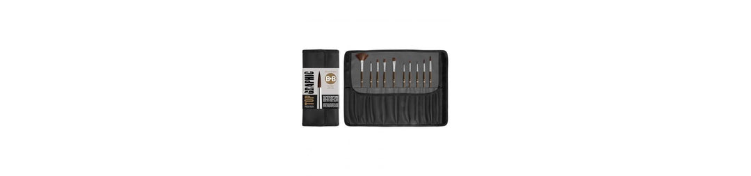 Black Brush Holder Complete with 10 Top Graphic Brushes - Limited Edition Series BEB