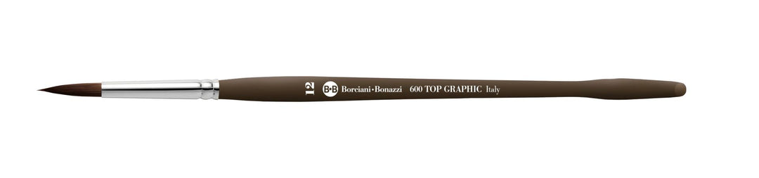 Series 600 Top Graphic Round Brush with Dark Red-Violet Synthetic Fibre and Wooden Handle