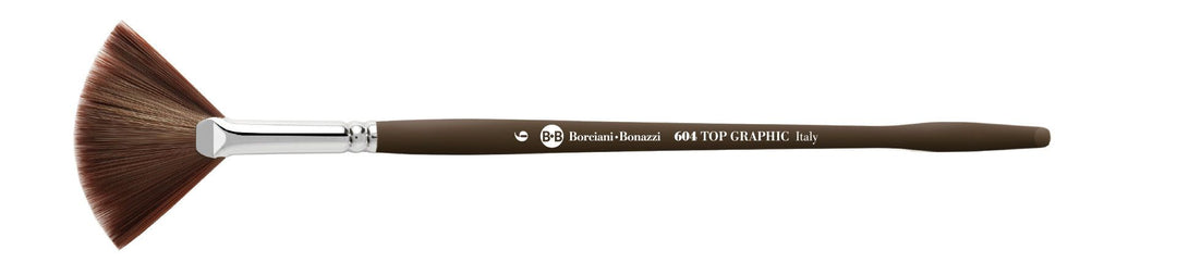Series 604 Top Graphic Fan Brush with Dark Red-Violet Synthetic Fibre and Wooden Handle