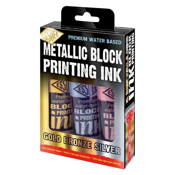Premium Block Printing Ink 100ml Metalic Set of 3