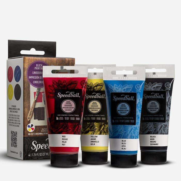 SPEEDBALL Water-Soluble Metallic Block Printing Inks Set (4 pcs x 37ml)