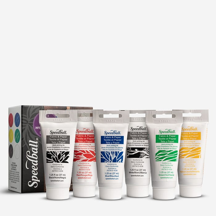 SPEEDBALL Fabric & Paper Block Printing Ink Set (6 pcs x 37ml)